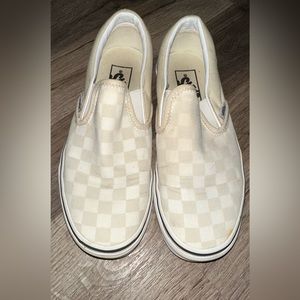 Vans Tan checkered slip ons size 7 women